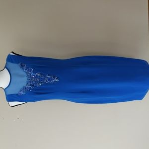 Ursula of Switzerland Beaded Formal Mother of the Bride Lined Dress 6 Blue